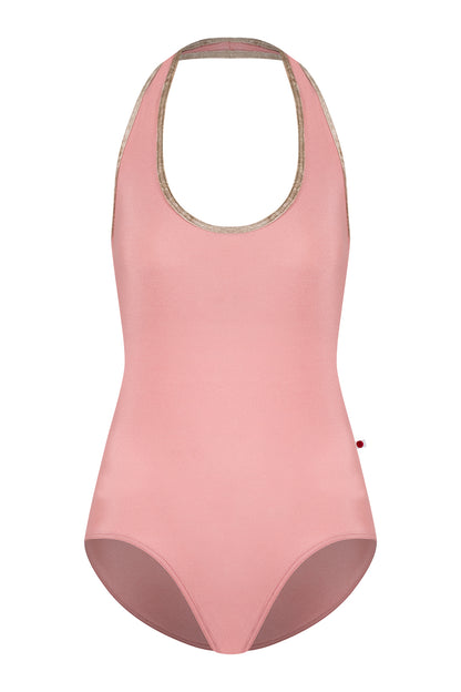 Jaione leotard in N-Antique Rose body color with CV-Toffee trim color