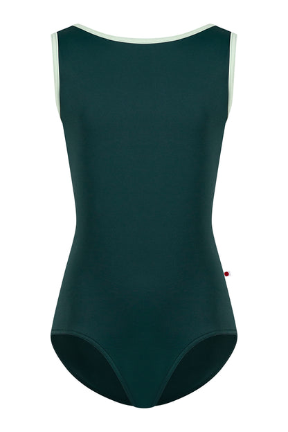 Kids Sofiane leotard in T-Kale body color with T-Pistachio trim color