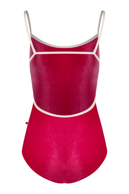 Tamara leotard in V-Peony body color with N-Pearl trim color
