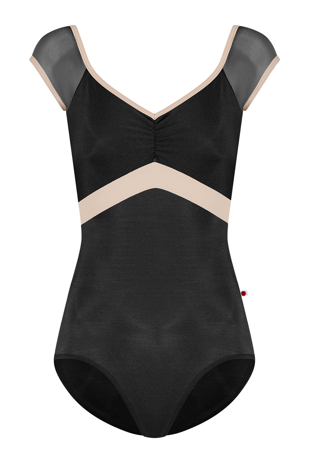 Elli Variation 1 leotard in N-Black body & top color with Mesh Black sleeves and T-Mosaic trim & middle band color