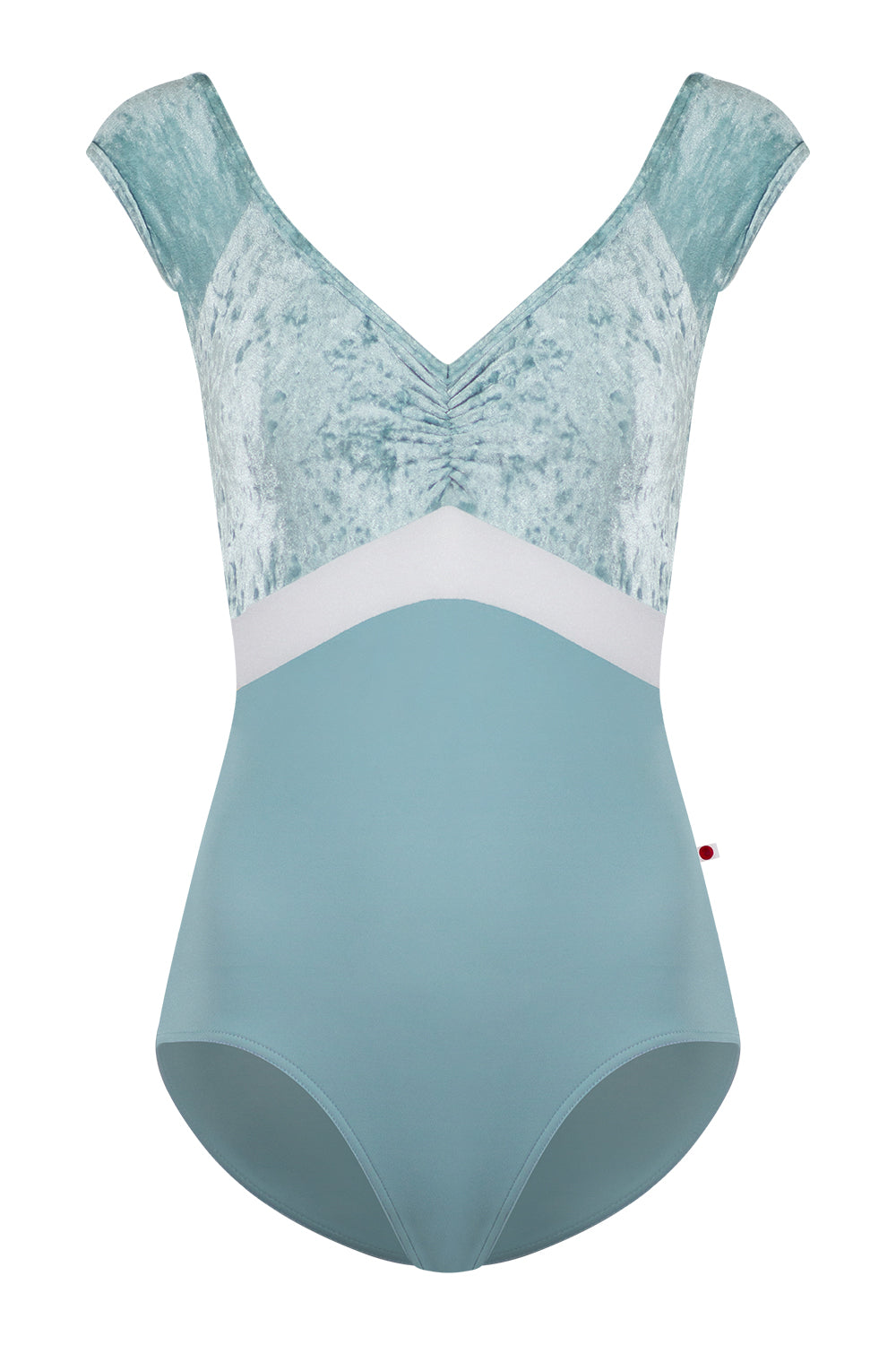 Elli Variation 1 leotard in T-Fog body color with CV-Ice top & trim color and N-Silver middle band color