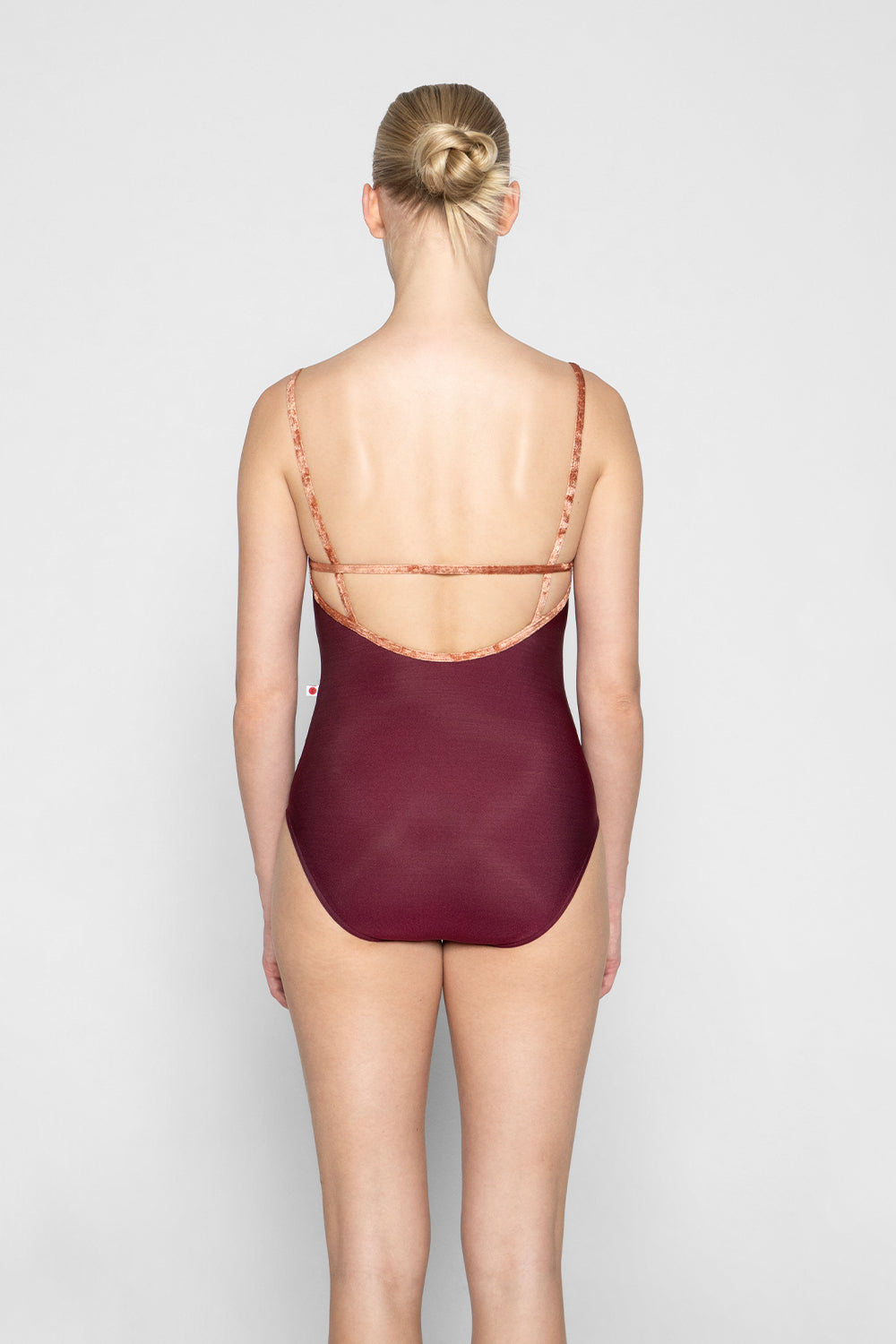 Heather leotard in N-Burgundy body color with CV-Amaretto trim color