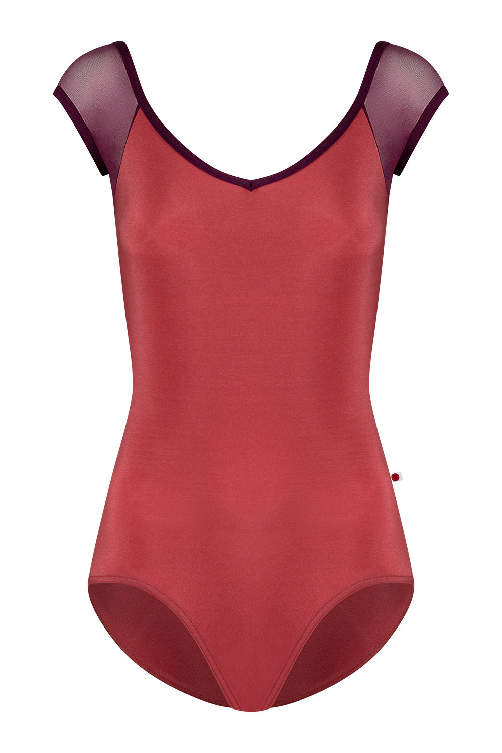 Nina leotard in N-Fox body color with Mesh Opera top color & cap sleeves and N-Opera trim color