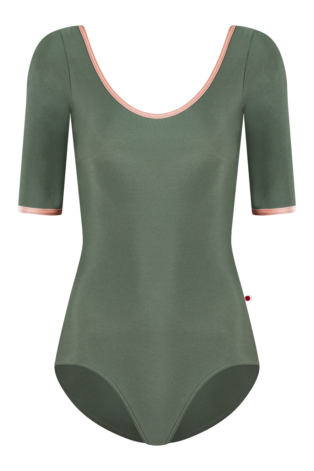 Veronique leotard in N-Sage body color & half sleeves with V-Blush trim color