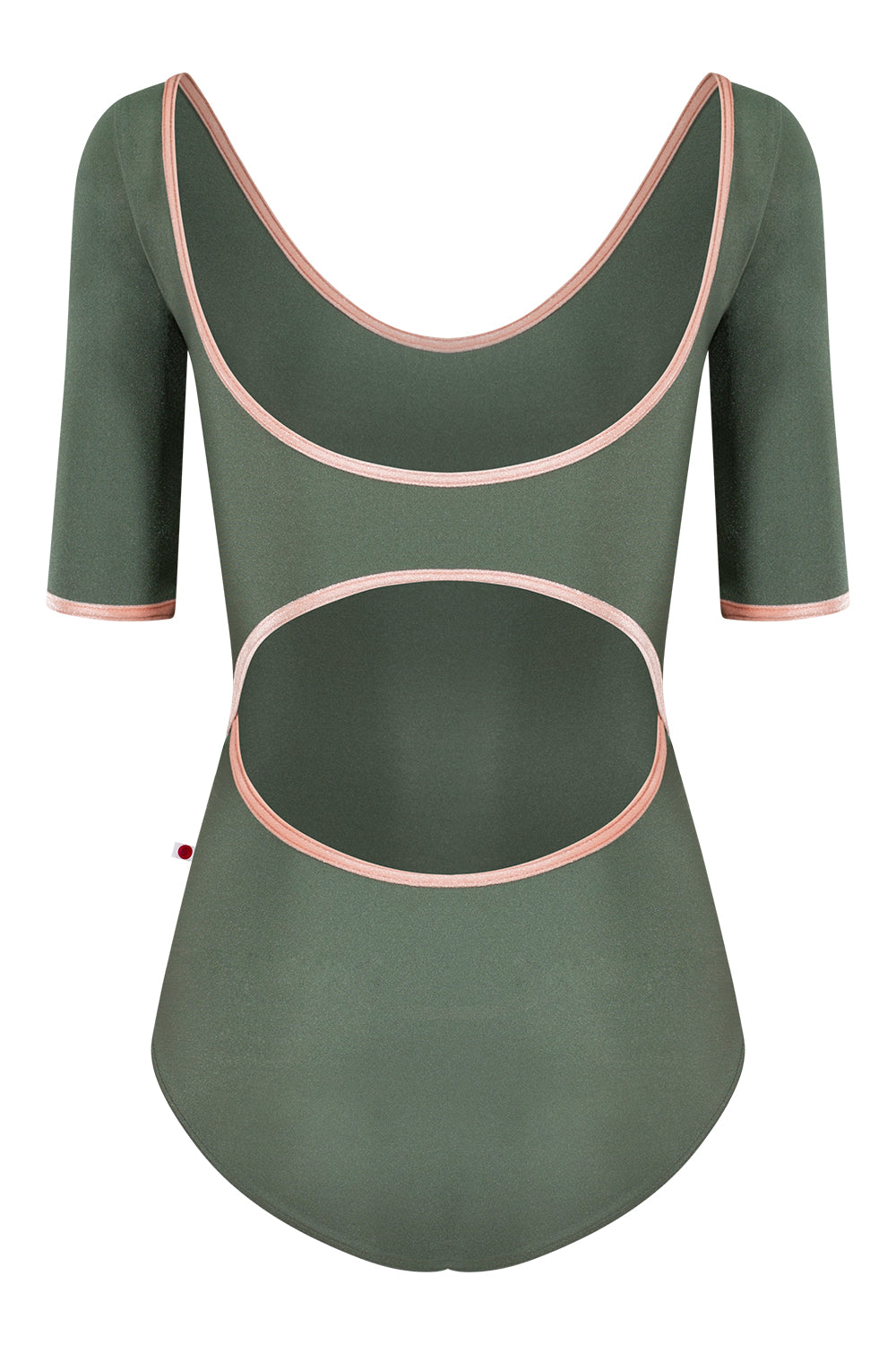 Veronique leotard in N-Sage body color & half sleeves with V-Blush trim color