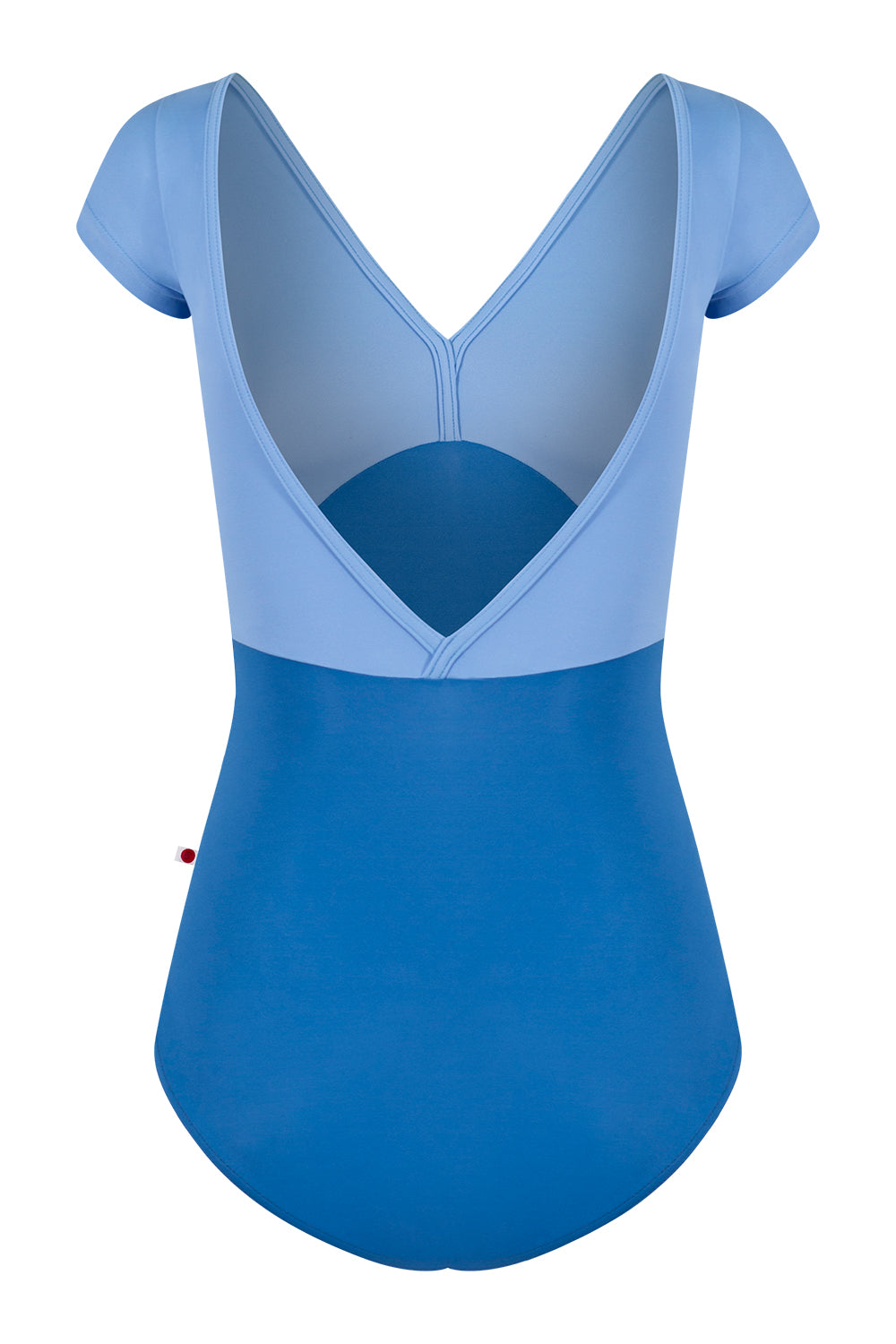 Alicia leotard in T-Lapis body color with T-Paradise top, trim and short sleeve color