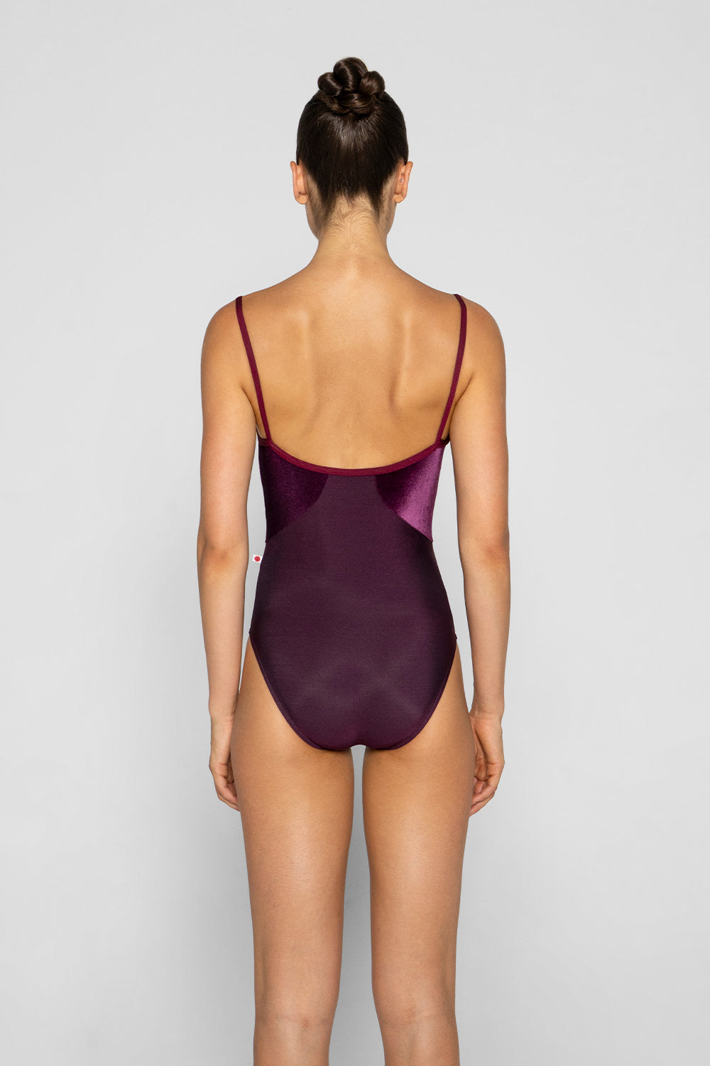 Amanda leotard in N-Opera body color with V-Roxy top color and N-Burgundy trim color