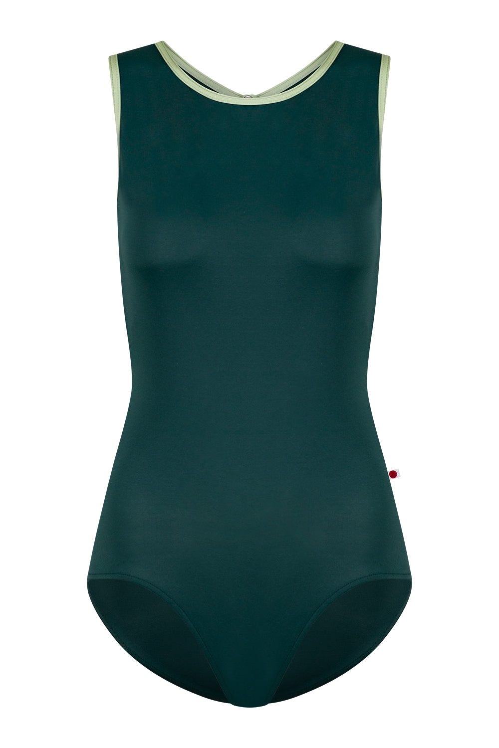 Larissa leotard in T-Kale body color with N-Ginko trim color