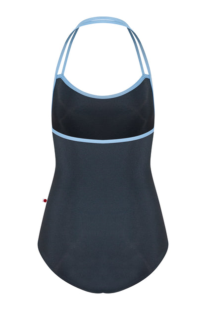 Lena leotard in N-Titanium body color with  N-Moontide trim color