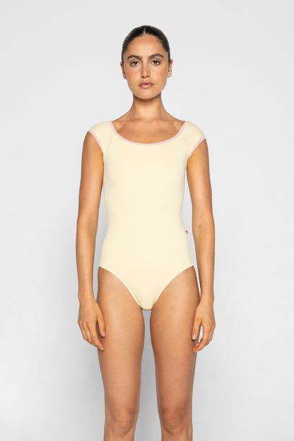 Wendy leotard in T-Vanilla body color with T-Petal trim color