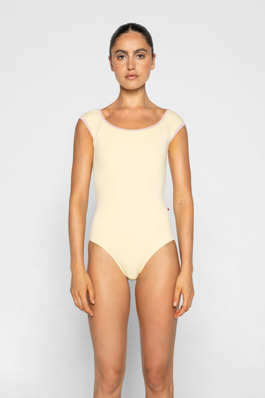 Wendy leotard in T-Vanilla body color with T-Petal trim color