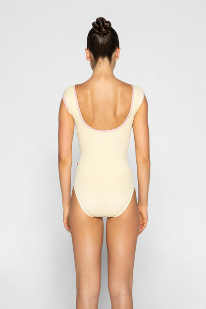 Wendy leotard in T-Vanilla body color with T-Petal trim color