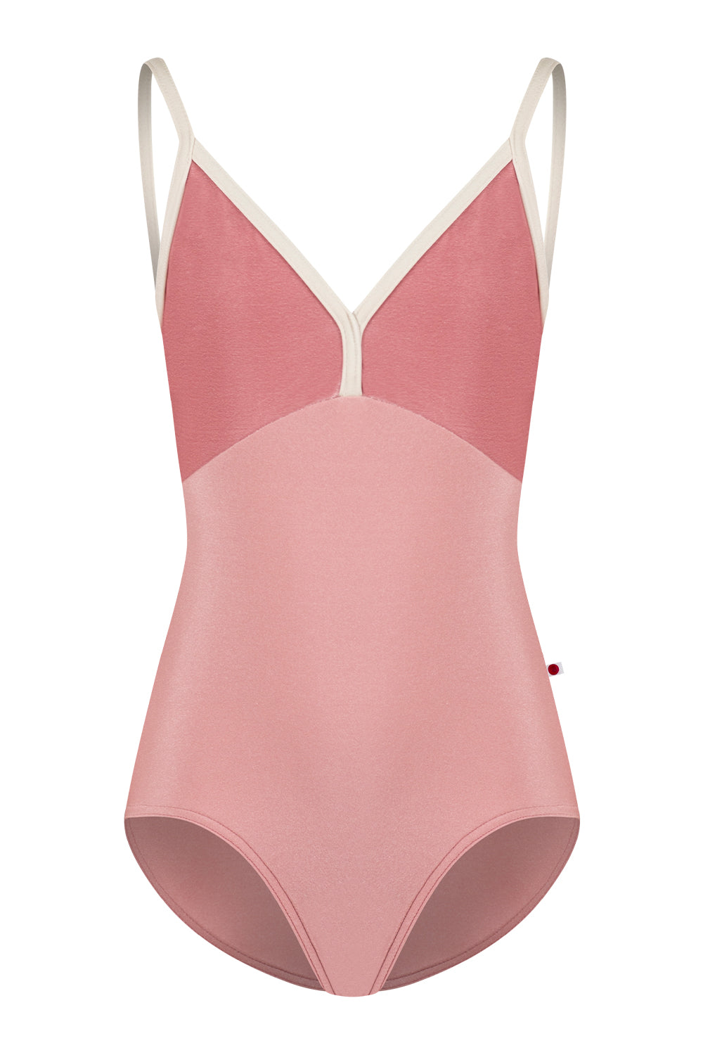 Kids Daria leotard in N-Antique Rose body color with V-Dreamy top color and N-Pearl trim color