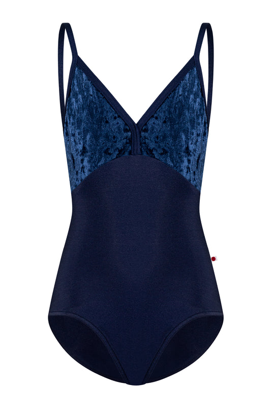 Kids Daria leotard in N-Dark Blue body & trim color with CV-Dark Blue top color