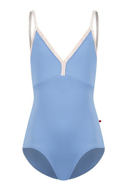 Kids Daria leotard in T-Paradise body & top color with CV-Misty Rose trim color