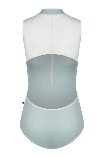 Charlotte leotard din T-Whisper body color with Mesh Whisper top color and T-Misty Rose trim & zipper color