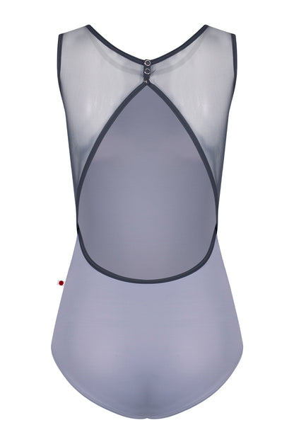 Larissa leotard in T-Slate body color with Mesh Titanium top color and T-Titanium trim color