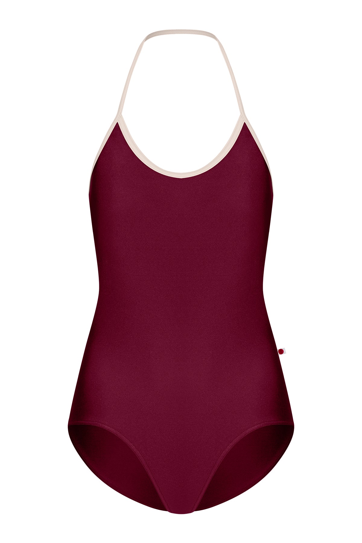 Kate leotard, burgundy with a scoop neckline and strappy back.