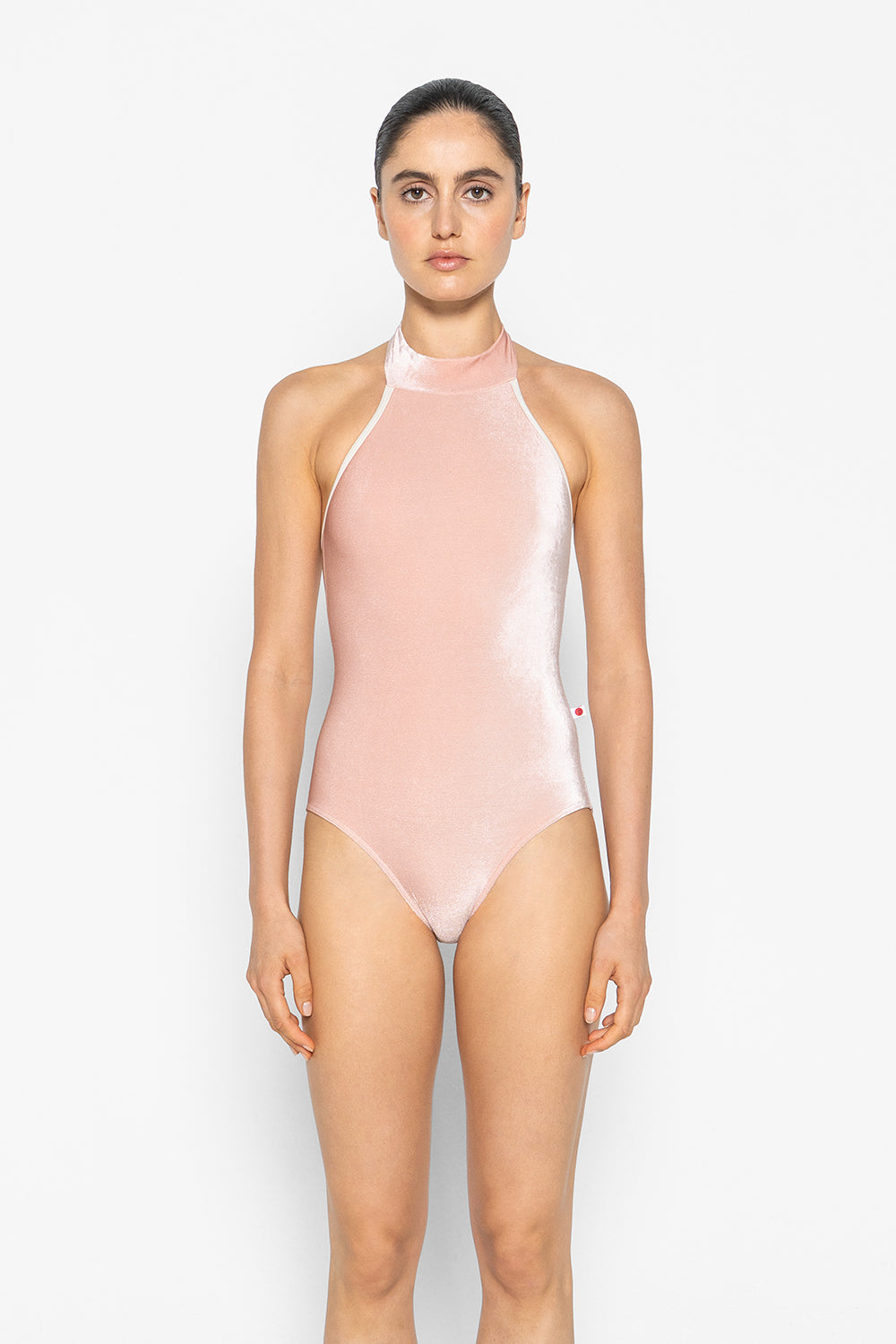Sarah leotard in V-Blush body color with N-Pearl trim color