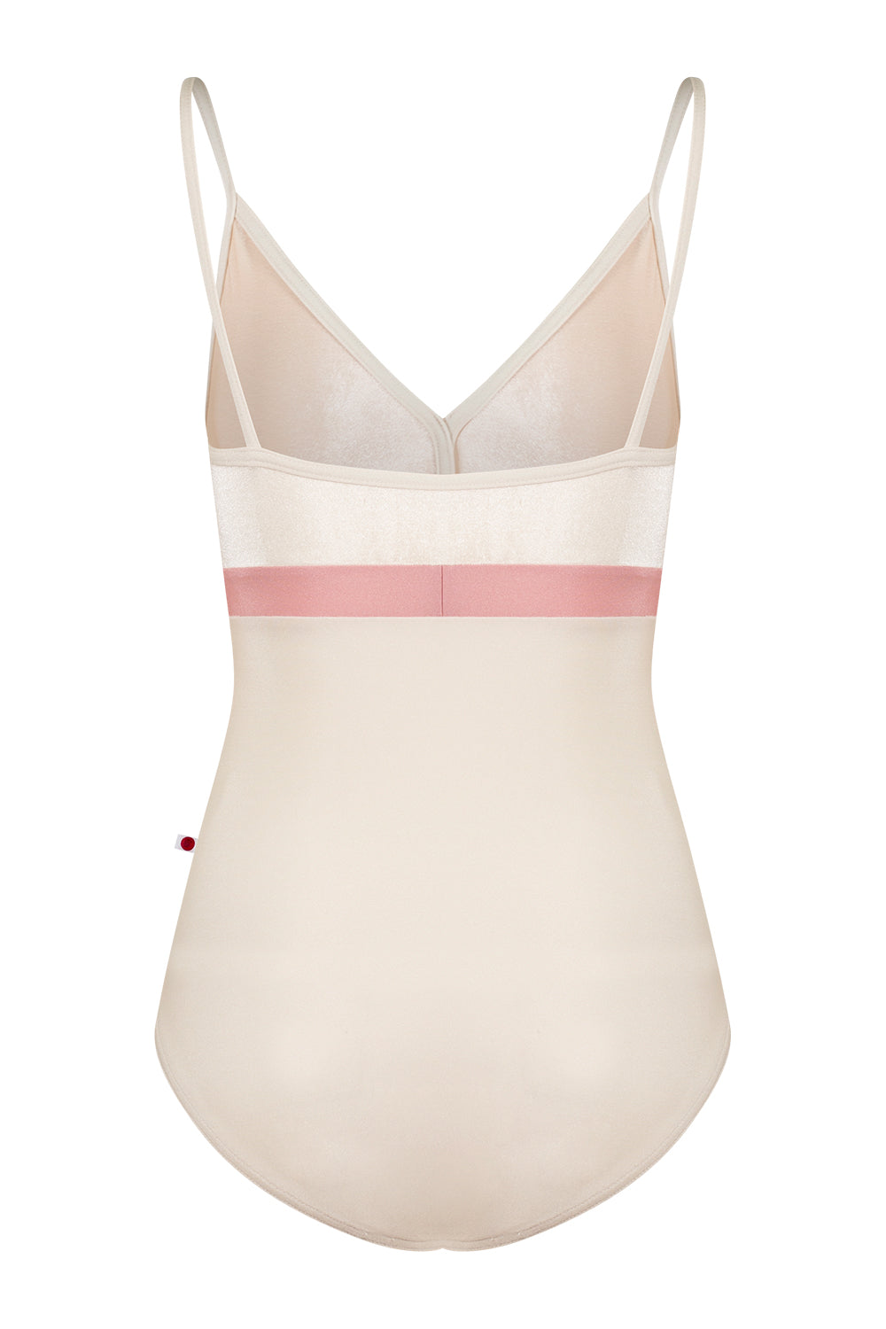 Zoe leotard in N-Pearl body & trim color with V-Buttermilk top color and N-Antique Rose middle band color