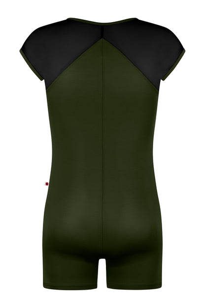 Daniil semi-unitard in T-Jungle body color with T-Black top color, T-Jungle trim color and T-Black zipper color