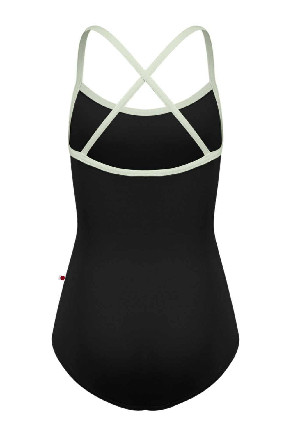 Kids Lilia leotard in N-Black body color with T-Pistachio trim color