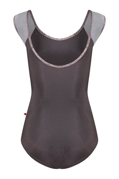 Kids Wendy leotard in N-Shadow body color with N-Sterling sleeve color and CV-Phantom trim color