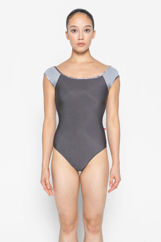 Wendy leotard in N-Shadow body color with N-Sterling sleeve color and CV-Phantom trim color