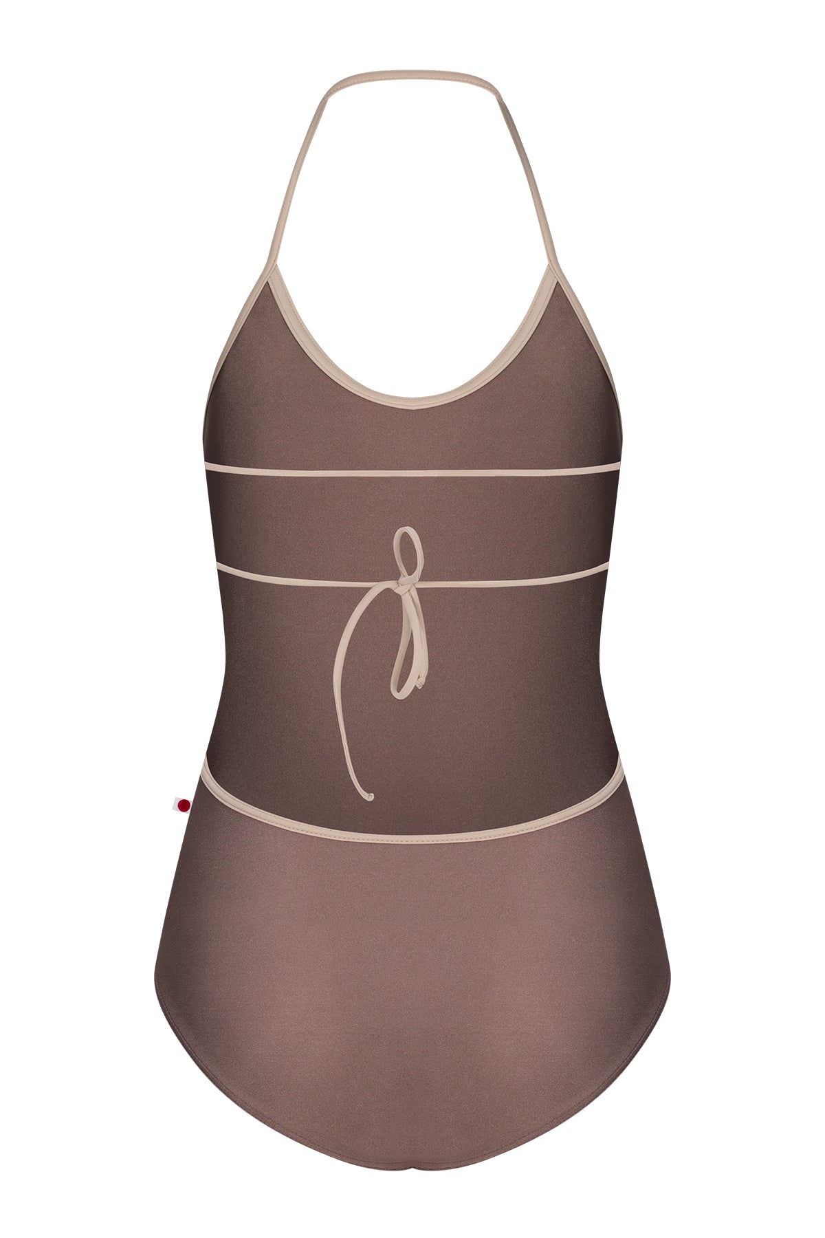 Kate leotard, mauve-taupe with a scoop neckline and strappy back.