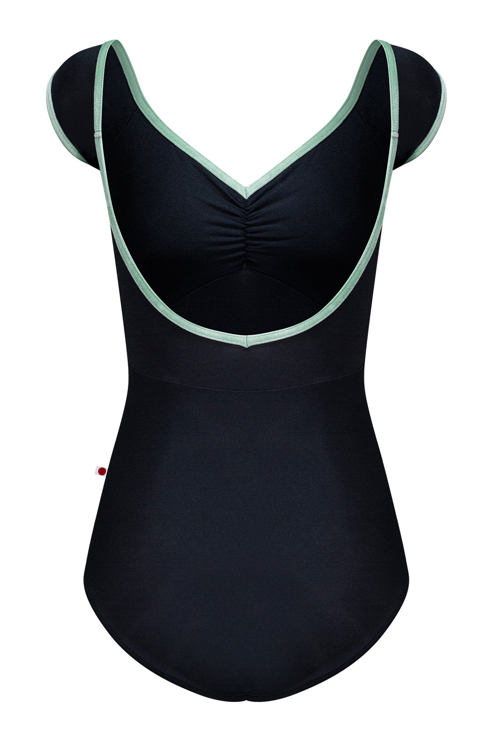 Elli leotard in N-Black body & top color with V-Meadow trim color