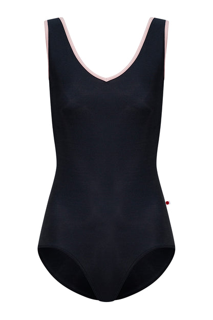Gina leotard in N-Black body color with T-Petal trim color