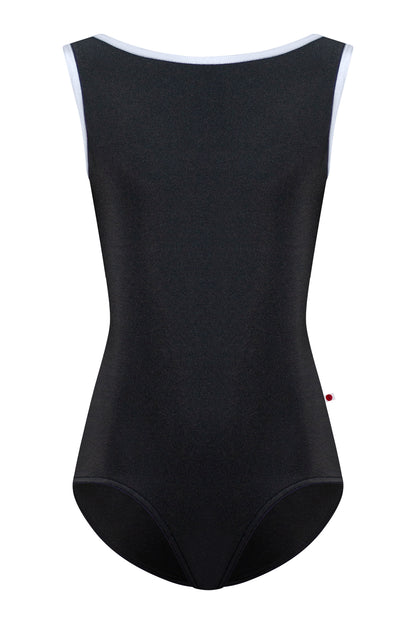 Kids Sofiane leotard in N-Black body color with V-Serenade trim color