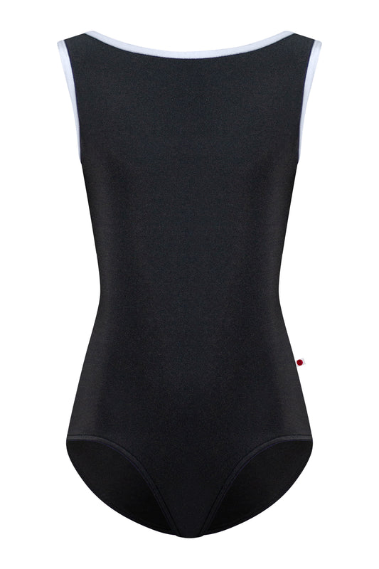 Kids Sofiane leotard in N-Black body color with V-Serenade trim color