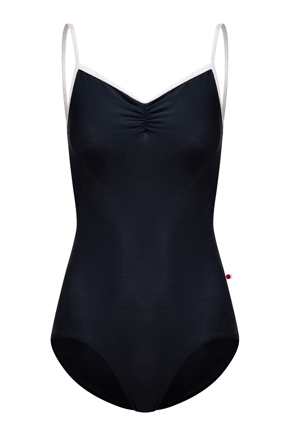 Kiki leotard in N-Black body color with CV-Misty Rose trim color