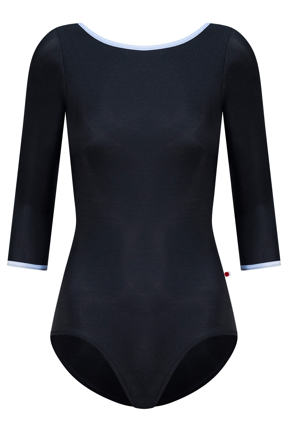 Sofiane leotard in N-Black body color with 3Q Sleeves and V-Serenade trim color