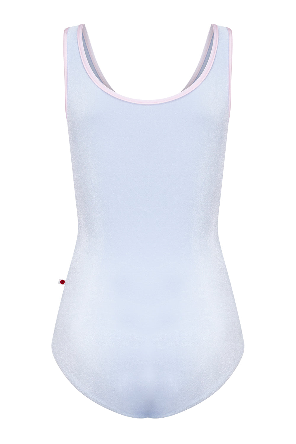 Cora leotard in V-Serenade body color with N-Rose trim & zipper color