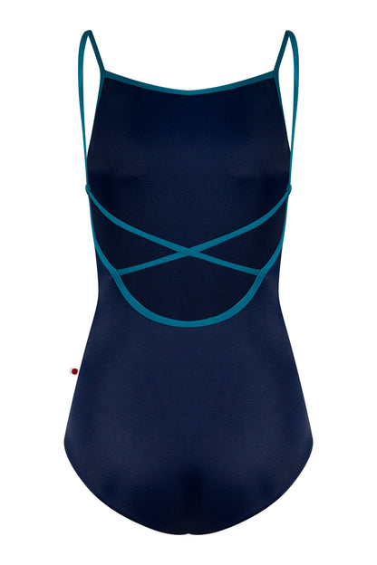 Kids Daniela leotard in N-Dark Blue body color with T-Zenith trim color