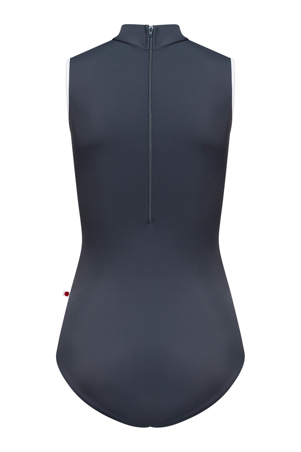Kumiko leotard in T-Titanium body color with T-White trim color and T-Titanium zipper color