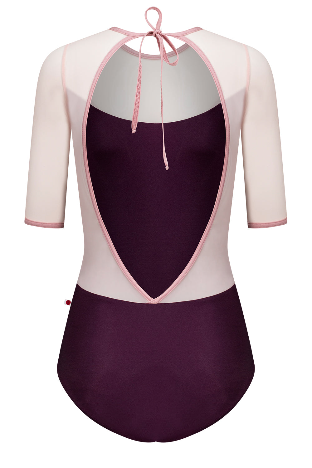 Olivia leotard in N-Opera body color with Mesh Blush top color & half sleeves and N-Antique Rose trim color