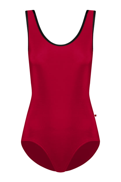 Veronique leotard in N-Berry body color with T-Black trim color