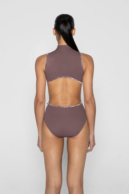 Charlotte leotard in T-Phantom body color with CV-Phantom trim color and T-Phantom zipper color