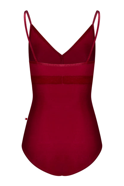 Zoe leotard in N-Berry body & top color with V-Cerise trim & middle band color
