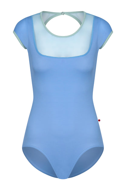 Cynthia leotard in T-Paradise body color with Mesh Glacier top color and T-Whisper trim colo
