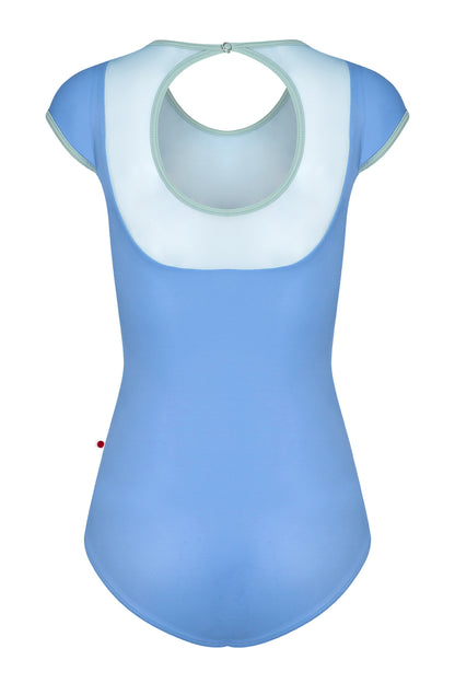 Cynthia leotard in T-Paradise body color with Mesh Glacier top color and T-Whisper trim colo