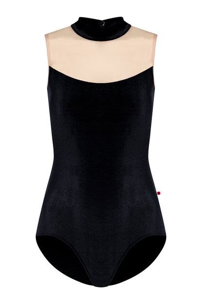 Camila leotard in V-Black body color with Mesh Dolce top color and N-Base trim color