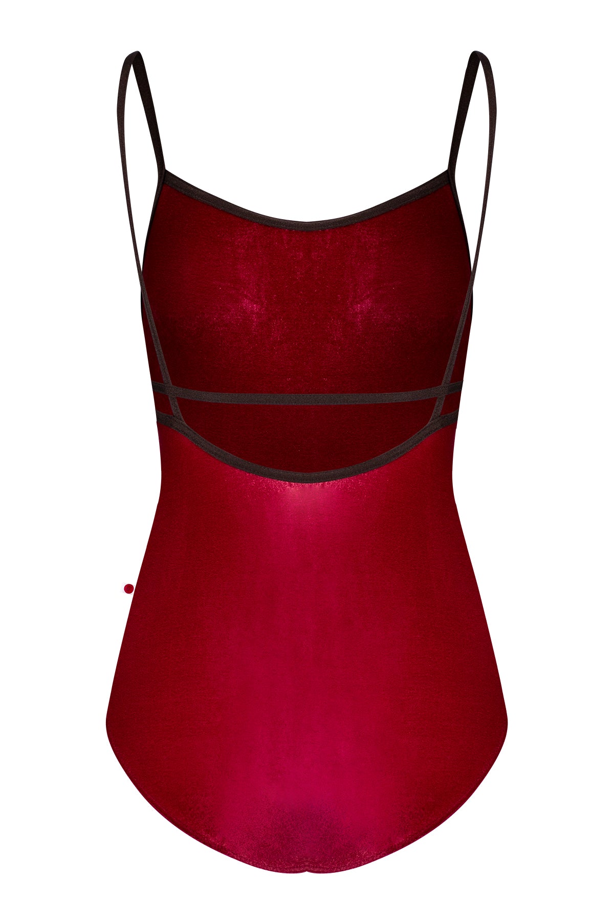 Heather leotard in V-Cerise body color with N-Espresso trim color
