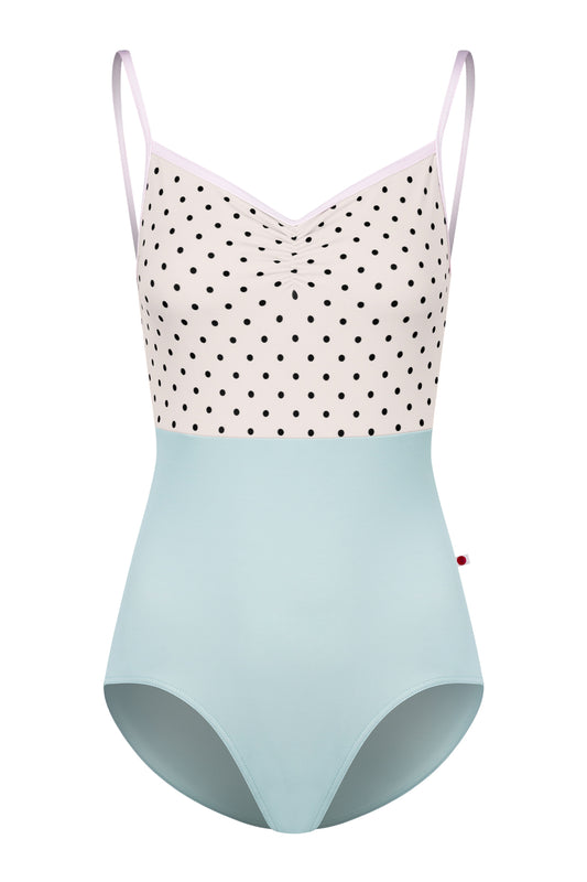 Daniela Duo Pinch leotard in T-Whisper body color with T-Lunares Cream top and N-Rose trim color