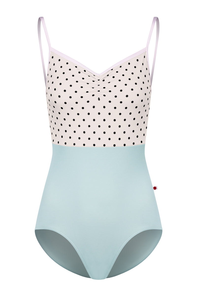 Daniela Duo Pinch leotard in T-Whisper body color with T-Lunares Cream top and N-Rose trim color