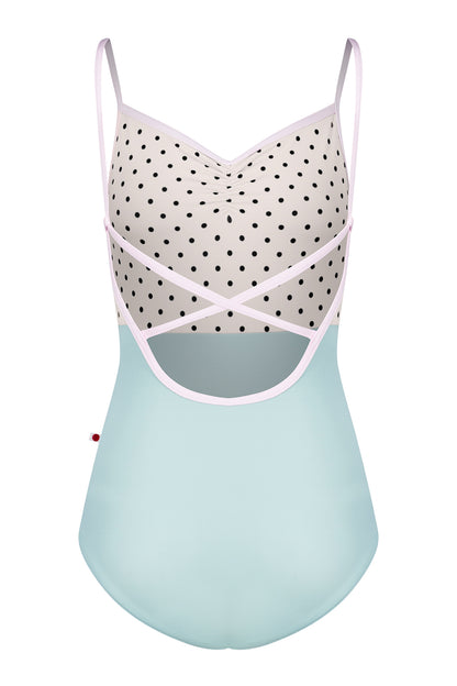 Daniela Duo Pinch leotard in T-Whisper body color with T-Lunares Cream top and N-Rose trim color
