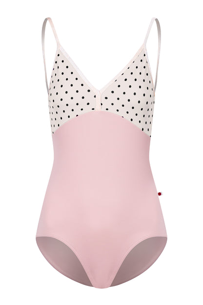 Daria leotard in T-Petal body color with T-Cream Lunares top and CV-Misty Rose trim color